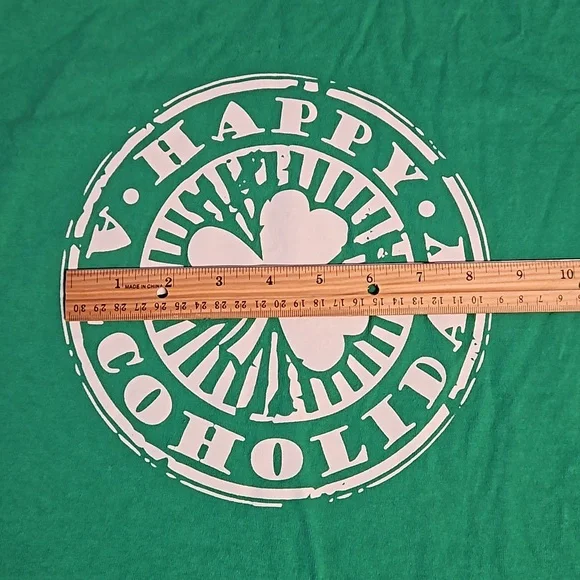 'Happy Alcoholiday' Shamrock clover March 17th graphic tee green 2XL EUC Novelty - Picture 4 of 5